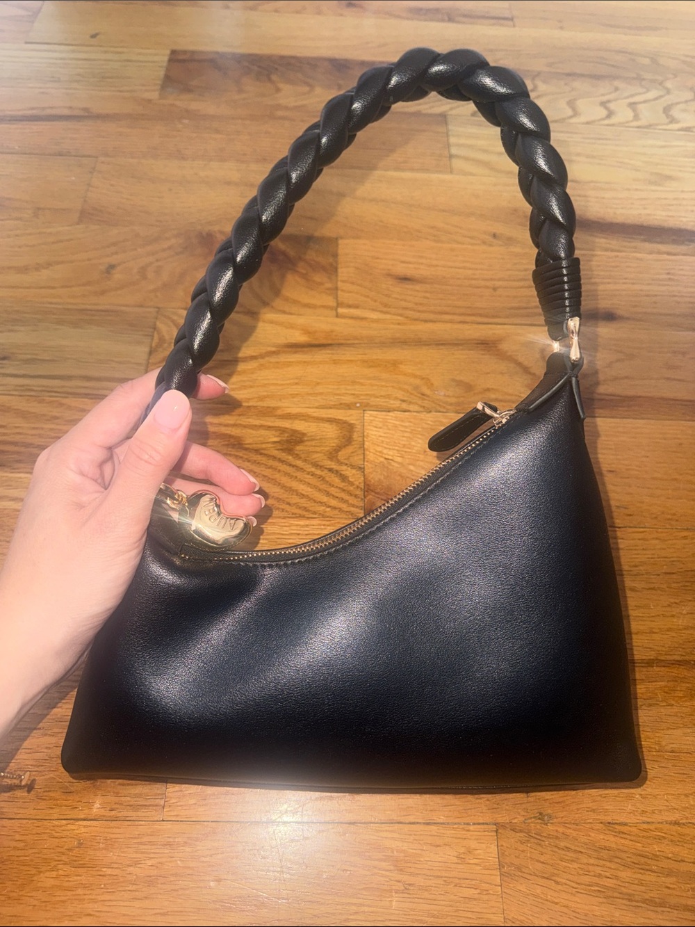 Aupen black leather shoulder bag - Picture 4 of 4